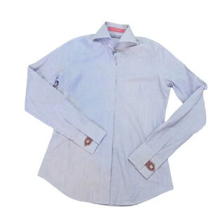 Bogosse button down shirt size 0 excellent like-new condition blue white stripe